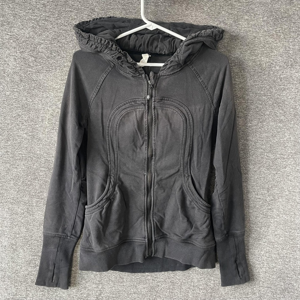 Lululemon Y2K Scuba Hoodie Women 6 Gray Full Zip Fleece Raglan Jacket Sweatshirt